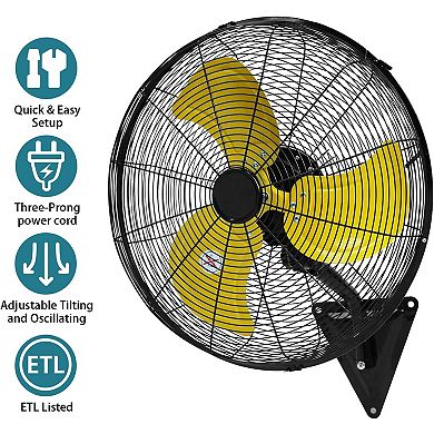 TMWINGS 20" Wall Mount Fan with 3 Speed High Velocity Fan for Garage,Yellow