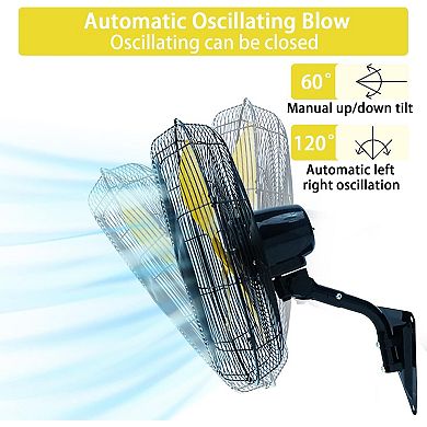 TMWINGS 20" Wall Mount Fan with 3 Speed High Velocity Fan for Garage,Yellow