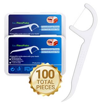 YEVYO 100 pc Dental Floss Picks for Teeth Cleaning, 2-in-1 Tooth Flossers with Grip Handle
