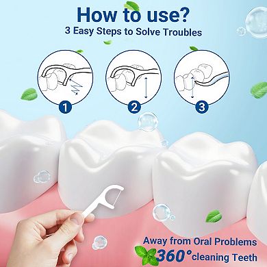 YEVYO 100 PCS Dental Floss Picks for Teeth Cleaning, 2-in-1 Tooth Flossers with Grip Handle