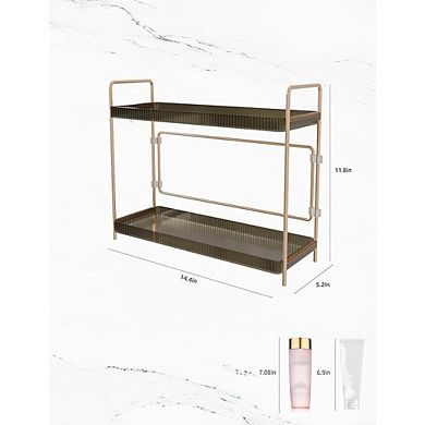 2-Tier Bathroom Counter Organizer, Vanity Shelf for Makeup & Skincare