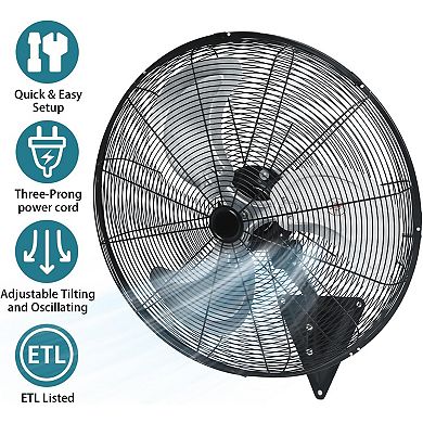 TMWINGS 24" Wall Mount Fan with 3 Speed High Velocity Fan for Garage,Black