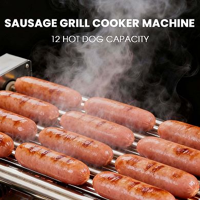 TMWINGS Electric Hot Dog Roller Grill Machine, 800W Compact Sausage Cooker with 5 Non-Stick Rollers