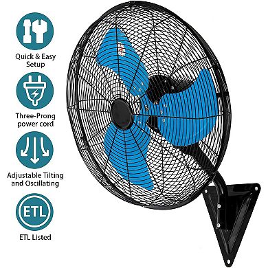 TMWINGS 20" Wall Mount Fan with 3 Speed High Velocity Fan for Garage,Blue