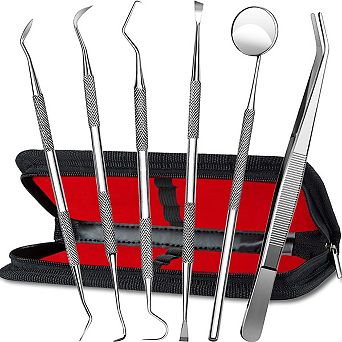 YEVYO 6 pc Teeth Picking Tools Teeth Cleaning Kit - Dental Tools with Dental Pick, Tartar Scraper