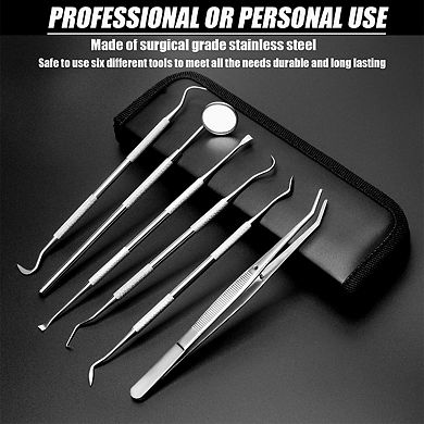 YEVYO 6 Pcs Teeth Picking Tools Teeth Cleaning Kit - Dental Tools with Dental Pick, Tartar Scraper