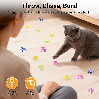 YEVYO Colorful Cat Spring Toys, Interactive Chew & Chase Fun for Indoor Cats & Kittens