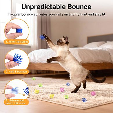 YEVYO Colorful Cat Spring Toys, Interactive Chew & Chase Fun for Indoor Cats & Kittens