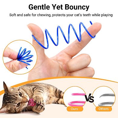 YEVYO Colorful Cat Spring Toys, Interactive Chew & Chase Fun for Indoor Cats & Kittens