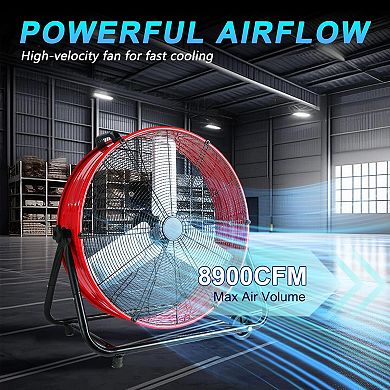 TMWINGS 24 Inch Industrial Fan High Velocity Fan 3 Speed Red