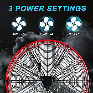 TMWINGS 24 Inch Industrial Fan High Velocity Fan 3 Speed Red