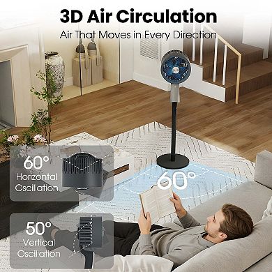 TMWINGS 32 Speeds Pedestal Fan with Remote Control & LED Light, Quiet Floor Fan Equipped