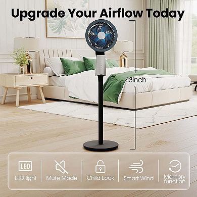 TMWINGS 32 Speeds Pedestal Fan with Remote Control & LED Light, Quiet Floor Fan Equipped