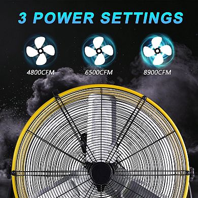 TMWINGS 24 Inch Industrial Fan High Velocity Fan 3 Speed Yellow