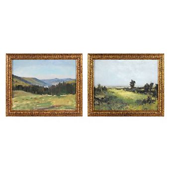 Set of 2 Highland Landscape Painting Framed Wall Decor
