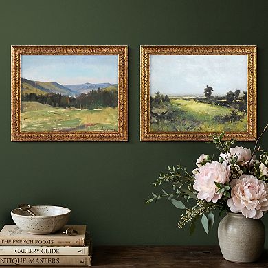 Set of 2 Highland Landscape Painting Framed Wall Decor
