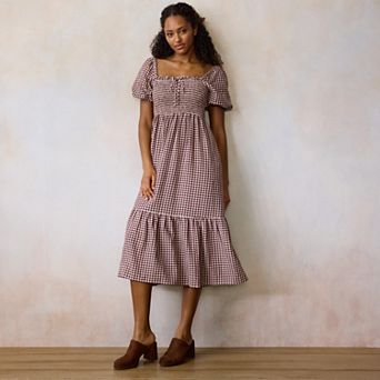 Women's LC Lauren Conrad Smocked Bodice Bubble Sleeve Midi Dress