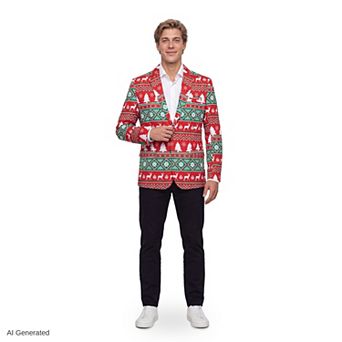 Men's Classic Nordic Red Holiday Blazer