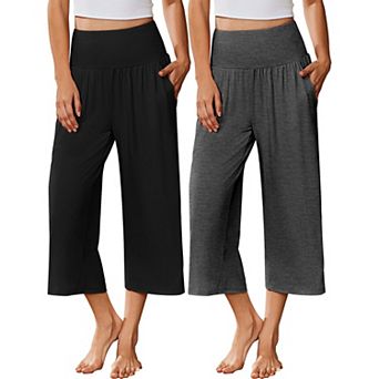 Ekouaer Womens Two Pack Capri Pajama Pants Yoga Pants Lounge Pj Pants Comfy Sleep Pj Bottoms