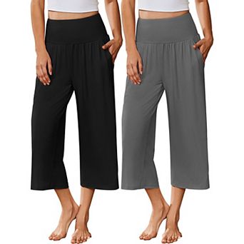 Ekouaer Womens Two Pack Capri Pajama Pants Yoga Pants Lounge Pj Pants Comfy Sleep Pj Bottoms