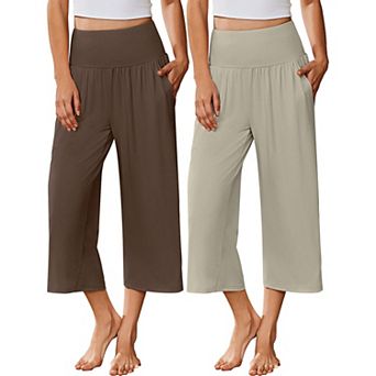 Ekouaer Womens Two Pack Capri Pajama Pants Yoga Pants Lounge Pj Pants Comfy Sleep Pj Bottoms