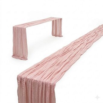4-Pack Pink Cheesecloth Table Runners, Boho Rustic Wedding & Party Decor