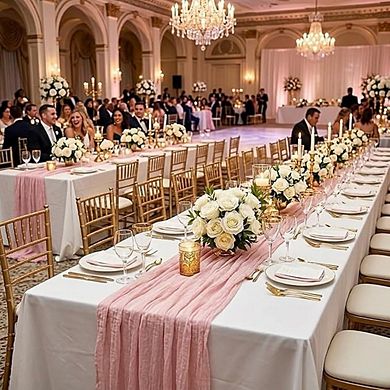 4-Pack Pink Cheesecloth Table Runners, Boho Rustic Wedding & Party Decor