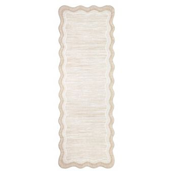 Washable Non-Slip Scalloped Edge Area Rug Soft, Stain Resistant & Non-Shedding Throw Rug