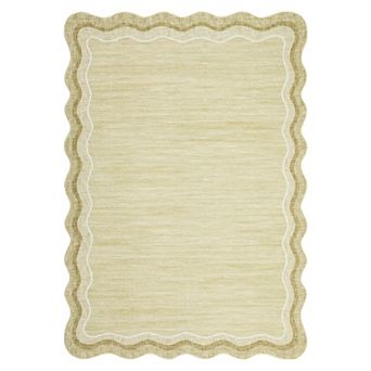 Washable Non-Slip Scalloped Edge Area Rug Soft, Stain Resistant & Non-Shedding Throw Rug