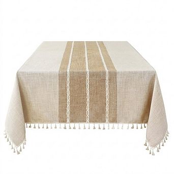 Cotton-Linen Farmhouse Tablecloth Waterproof Burlap Rectangle Cover