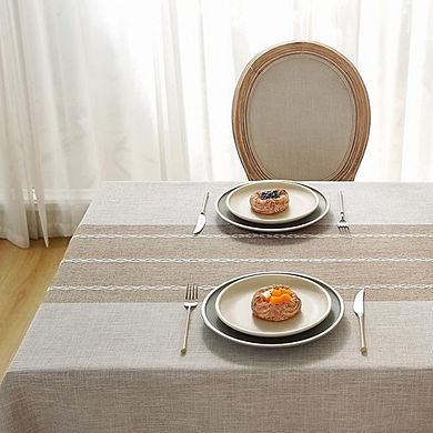 Cotton-Linen Farmhouse Tablecloth Waterproof Burlap Rectangle Cover