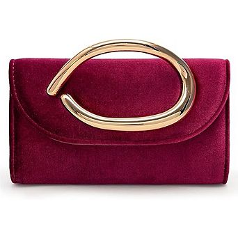 Women's Envelope Clutch Metal Handle Crossbody Purse for Events