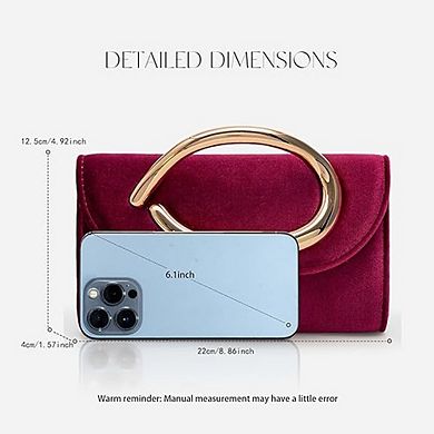 Women's Envelope Clutch Metal Handle Crossbody Purse for Events