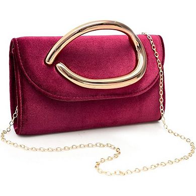 Women's Envelope Clutch Metal Handle Crossbody Purse for Events