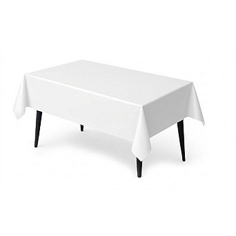 12-Pack White Plastic Tablecloths, Disposable, Heavy-Duty, Waterproof