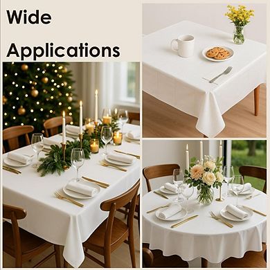 12-Pack White Plastic Tablecloths, Disposable, Heavy-Duty, Waterproof