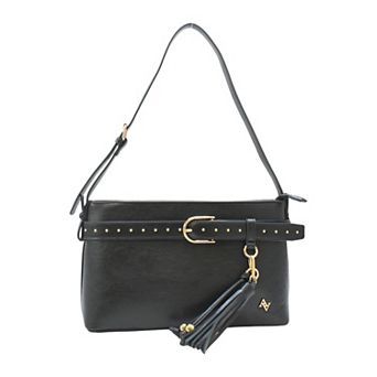 Adrienne Vittadini Belted Flap Crossbody Bag With Tassel