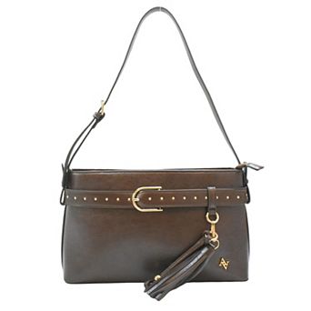 Adrienne Vittadini Belted Flap Crossbody Bag With Tassel
