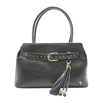 Adrienne Vittadini Belted Shoulder Satchel With Tassel Charm