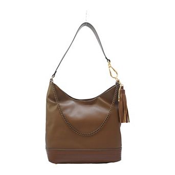 Adrienne Vittadini Layered Chain Detail Slouchy Hobo Bag