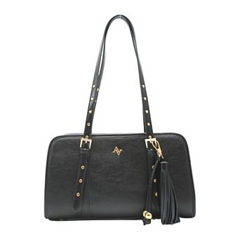 Adrienne Vittadini Studded Double-Handle Structured Satchel Bag