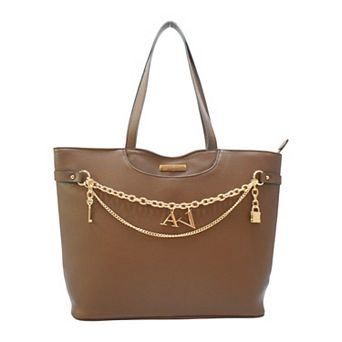Adrienne Vittadini Chain-Empbellished Slouchy Shoulder Tote Bag