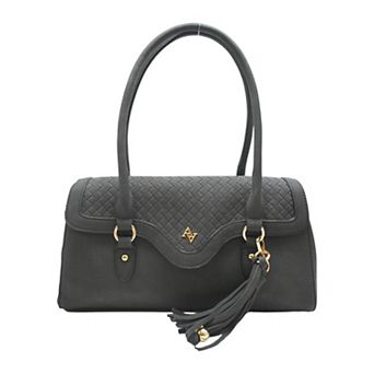 Adrienne Vittadini Textured Flap Satchel With Tassel Charm