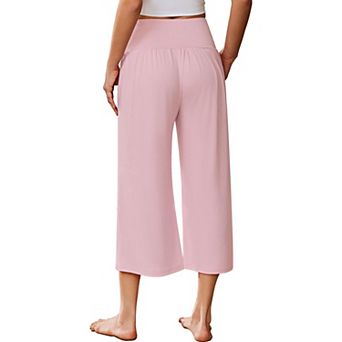 Ekouaer Womens Pajama Pants Wide Leg Capri Yoga Pants Lounge Comfy Sleep Pj Bottoms with Pockets