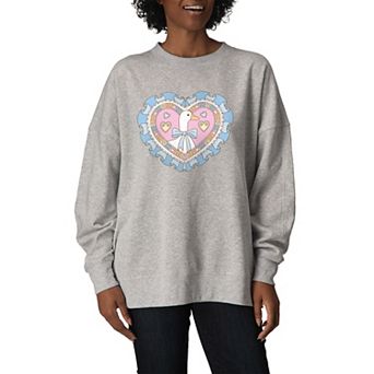 Women's Coquette Goose Heart Oversized Fleece Crew Sweatshirt