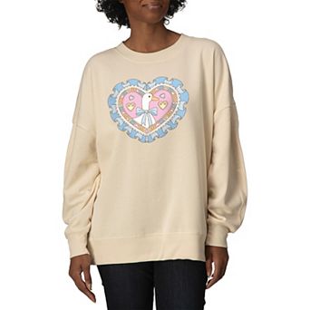 Women's Coquette Goose Heart Oversized Fleece Crew Sweatshirt