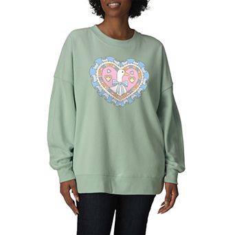 Women's Coquette Goose Heart Oversized Fleece Crew Sweatshirt