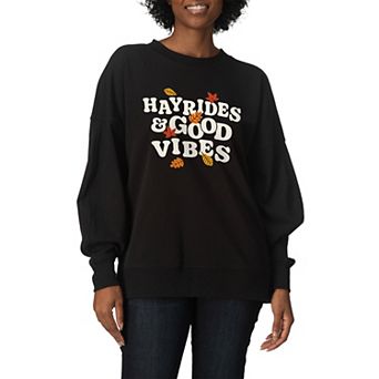 Women's Hayrides & Good Vibes Oversized Fleece Crew Sweatshirt