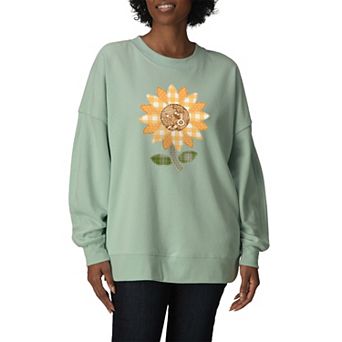 Women's Sunflower Patches Oversized Fleece Crew Sweatshirt