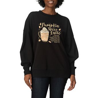 Women's Pumpkin Spice Latte Oversized Fleece Crew Sweatshirt